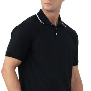 Elegant Black Polo with White Trim